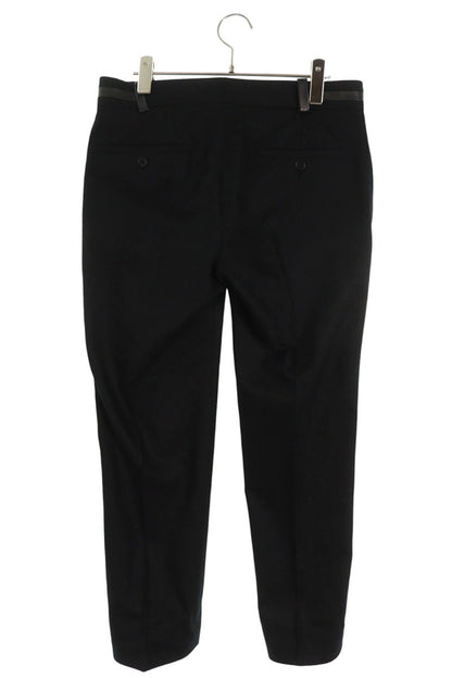 Hermes Leather Wool Long Pants Black Size 38