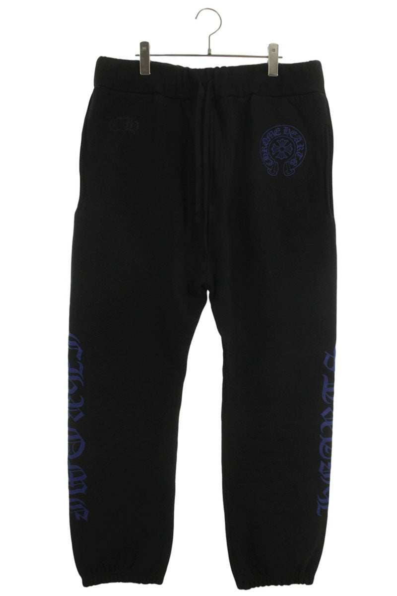 Chrome Hearts SWEAT PANTS Side Logo Print Black/Blue Size 36