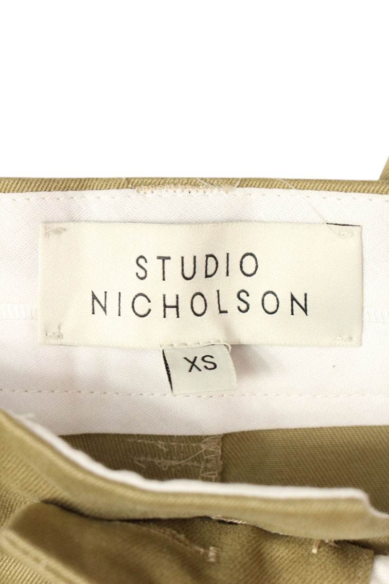 STUDIO NICHOLSON Cotton 1-Pleat Wide Chino Beige Size 28