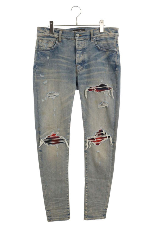 Amiri Distressed Long Pants Blue x Red Size 32