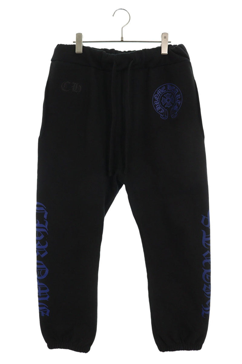 Chrome Hearts SWEAT PANTS Side Logo Print Black/Blue Size 32