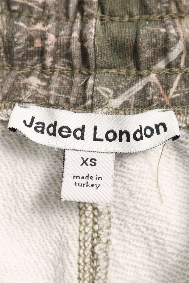 JADED LONDON Cotton Leaf Print Sweatpants Green Size 28