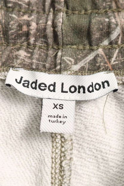 JADED LONDON Cotton Leaf Print Sweatpants Green Size 28