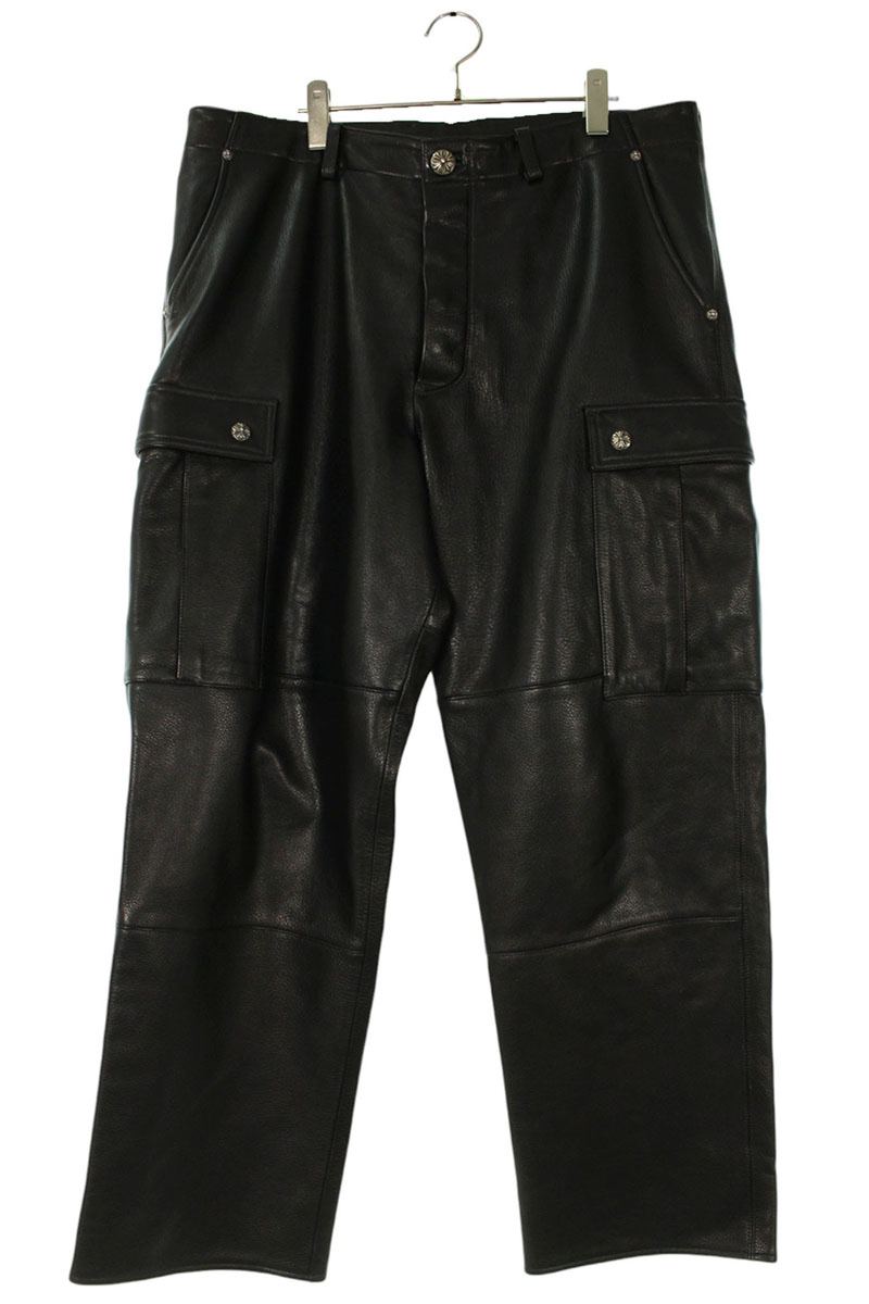Chrome Hearts DEVIL DOG LTHR Cross Button Leather Size 36