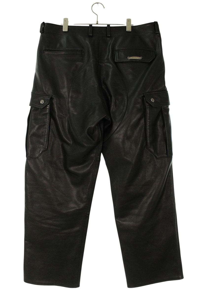 Chrome Hearts DEVIL DOG LTHR Cross Button Leather Size 36