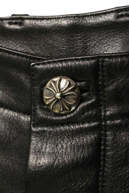 Chrome Hearts DEVIL DOG LTHR Cross Button Leather Size 36