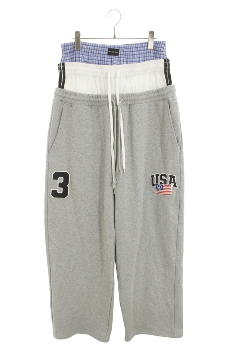 PROJECT G/R LAYERED SWEAT PANTS Gray Size 1