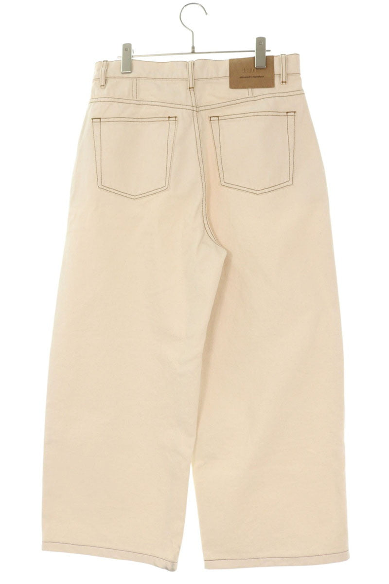 AMI Wide Cotton Long Pants Beige Size 28