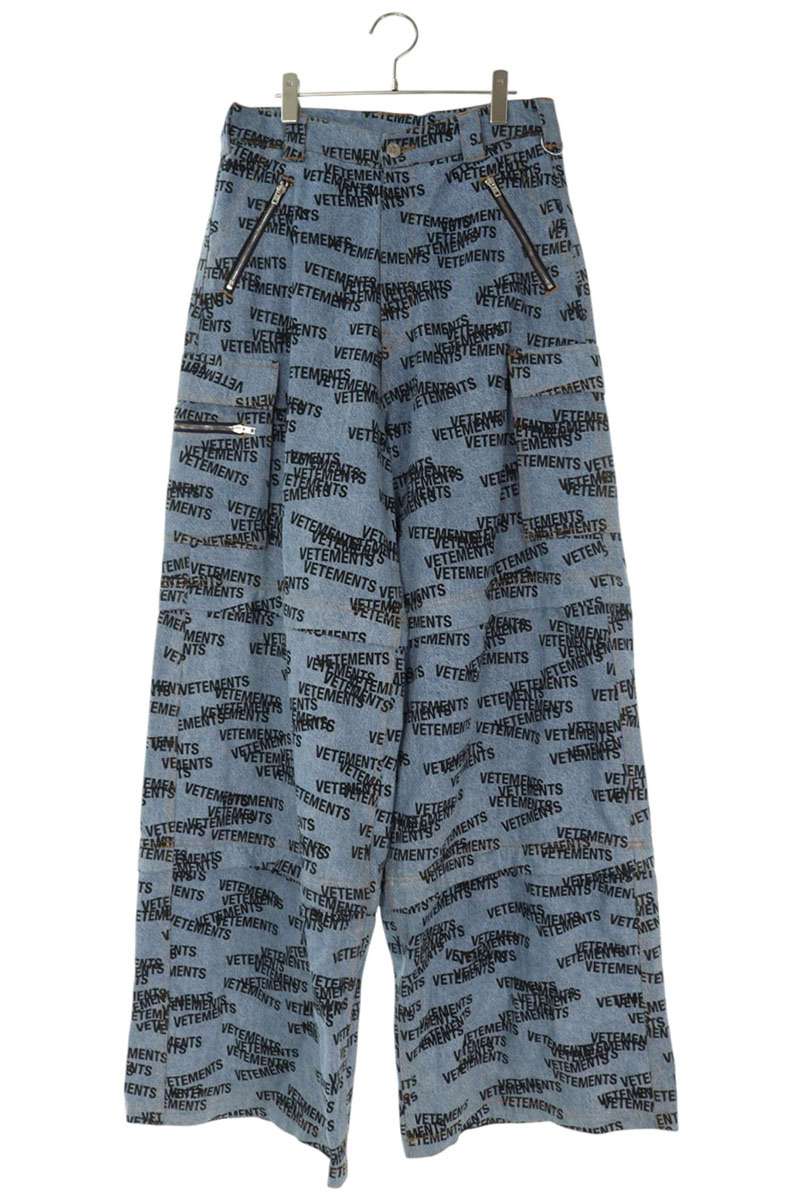 VETEMENTS All-Over Logo Baggy Pants Indigo Size 30