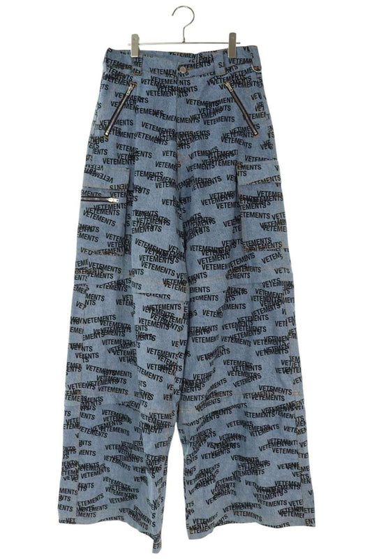 VETEMENTS All-Over Logo Baggy Pants Indigo Size 30