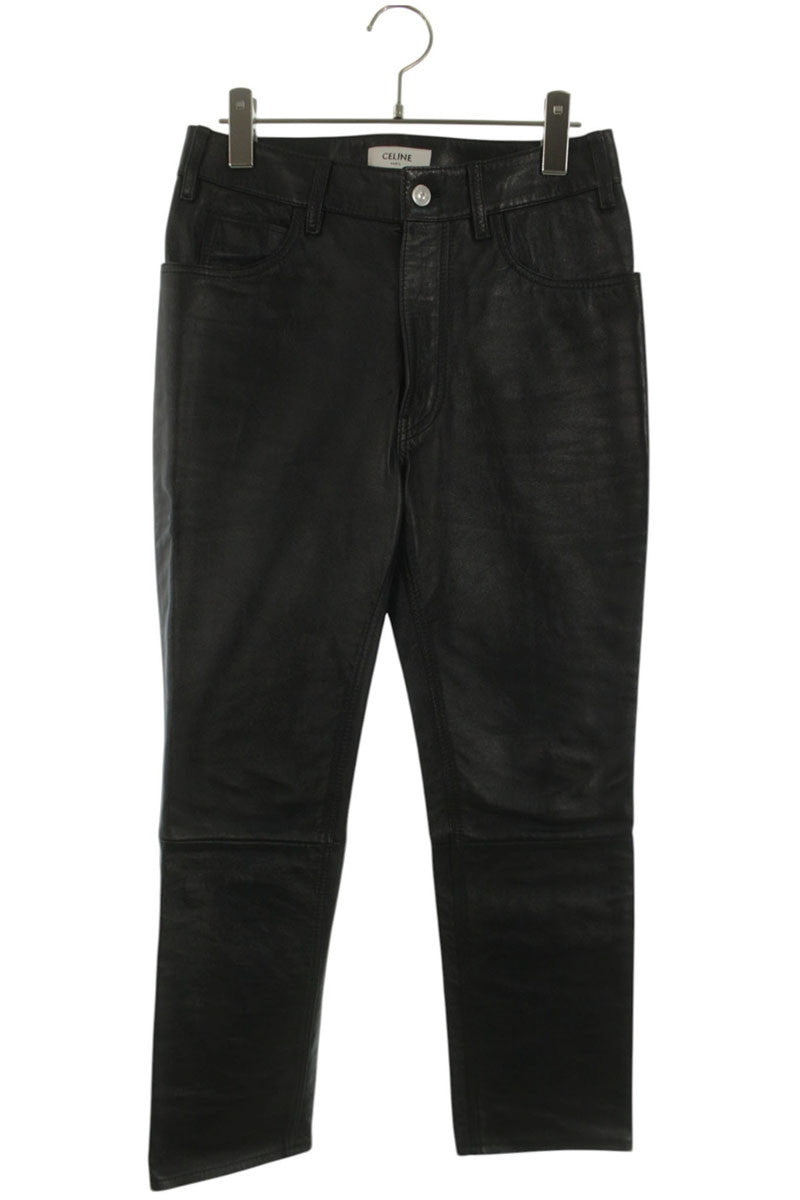 CELINE Soft Lambskin Leather Pants Black Size 32