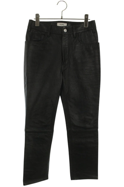 CELINE Soft Lambskin Leather Pants Black Size 32