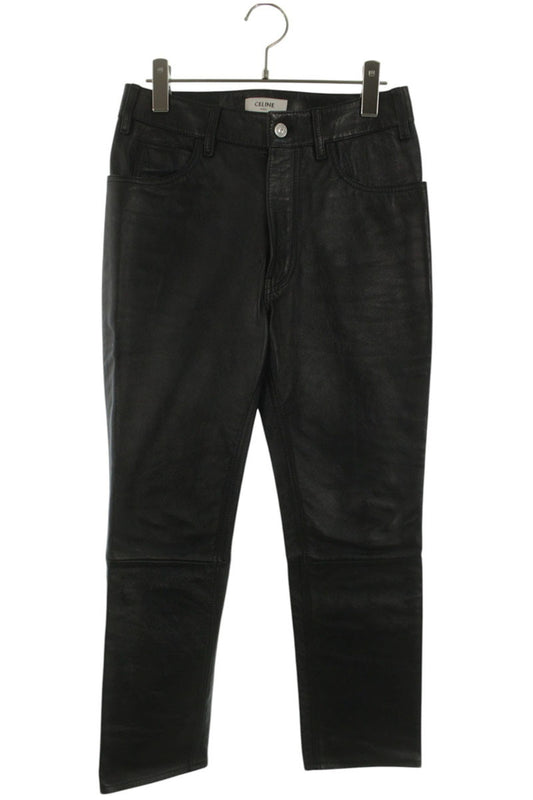 CELINE Soft Lambskin Leather Pants Black Size 32