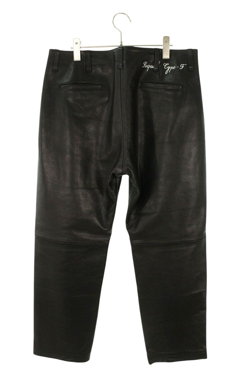 SEQUEL 25AW Logo Print Leather Pants Black Size 34
