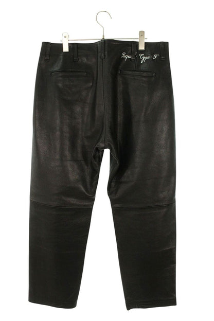 SEQUEL 25AW Logo Print Leather Pants Black Size 34
