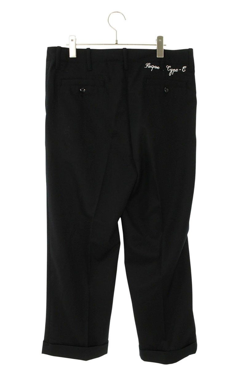 SEQUEL Black Wool TYPE-C Logo Print Pants Size 34