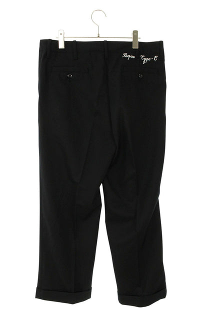 SEQUEL Black Wool TYPE-C Logo Print Pants Size 34