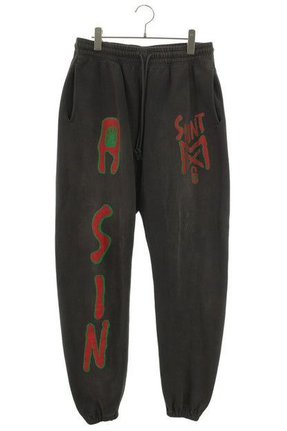 SAINT MICHAEL 23AW Logo Print Pants Black Size 30