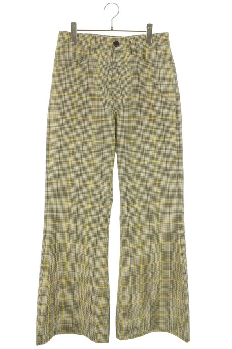 Marni 24SS Khaki Yellow Checked Flared Trousers Size 33