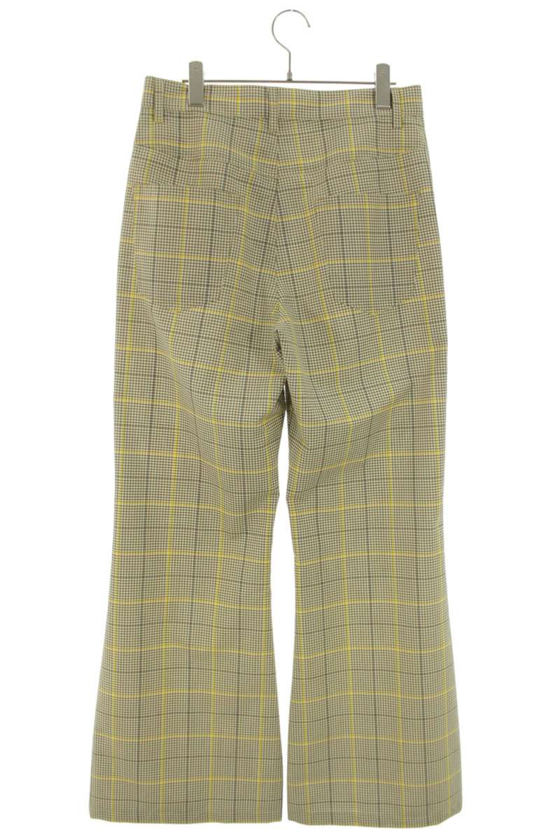 Marni 24SS Khaki Yellow Checked Flared Trousers Size 33