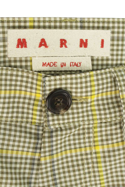 Marni 24SS Khaki Yellow Checked Flared Trousers Size 33