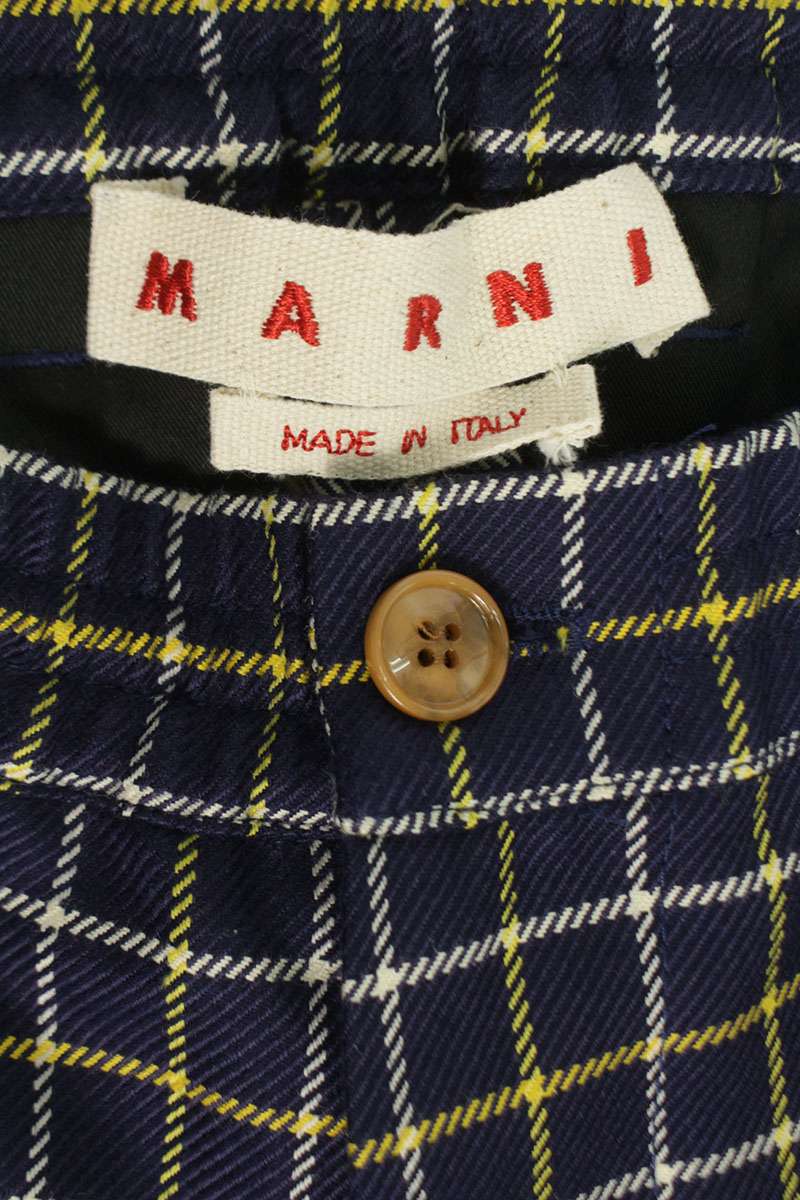 Marni 24SS Checkered Cotton Wool Blend Slacks Size 32