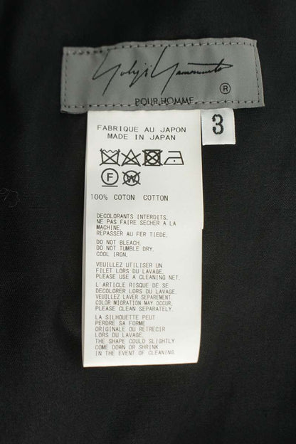 YOHJI YAMAMOTO I-Button Cotton Pants Black Size 34