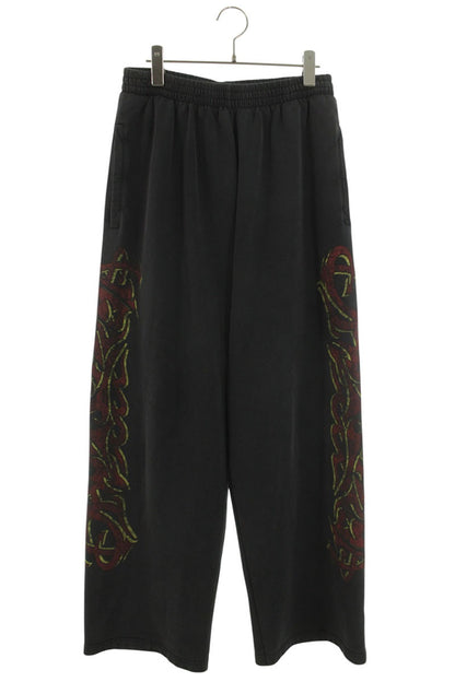 BALENCIAGA Side Logo Print Baggy Sweatpants Black Size 30