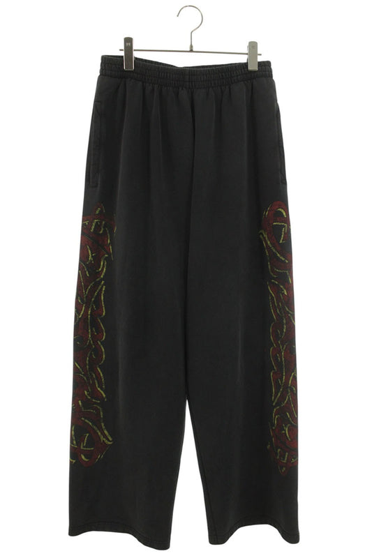 BALENCIAGA Side Logo Print Baggy Sweatpants Black Size 30