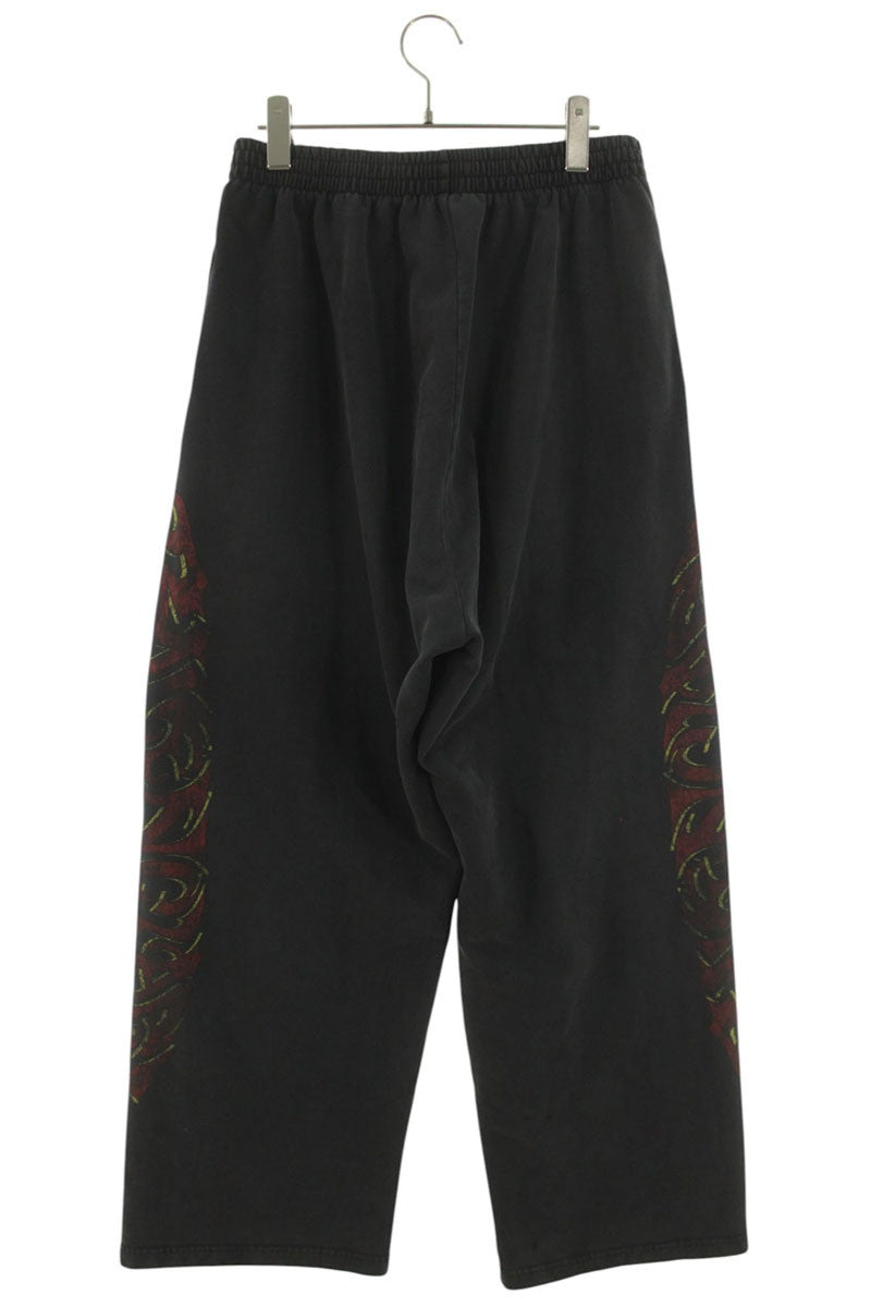 BALENCIAGA Side Logo Print Baggy Sweatpants Black Size 30