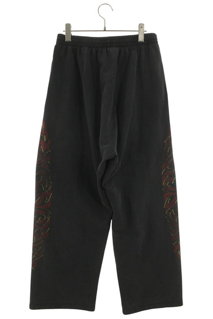 BALENCIAGA Side Logo Print Baggy Sweatpants Black Size 30