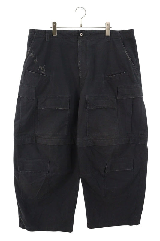 BALENCIAGA 24SS Distressed Large Cargo Pants Black Size 30