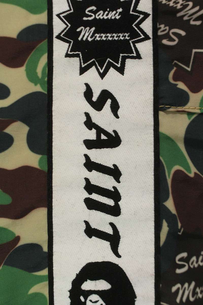 A BATHING APE Logo Embroidered Nylon Pants Green Size 30