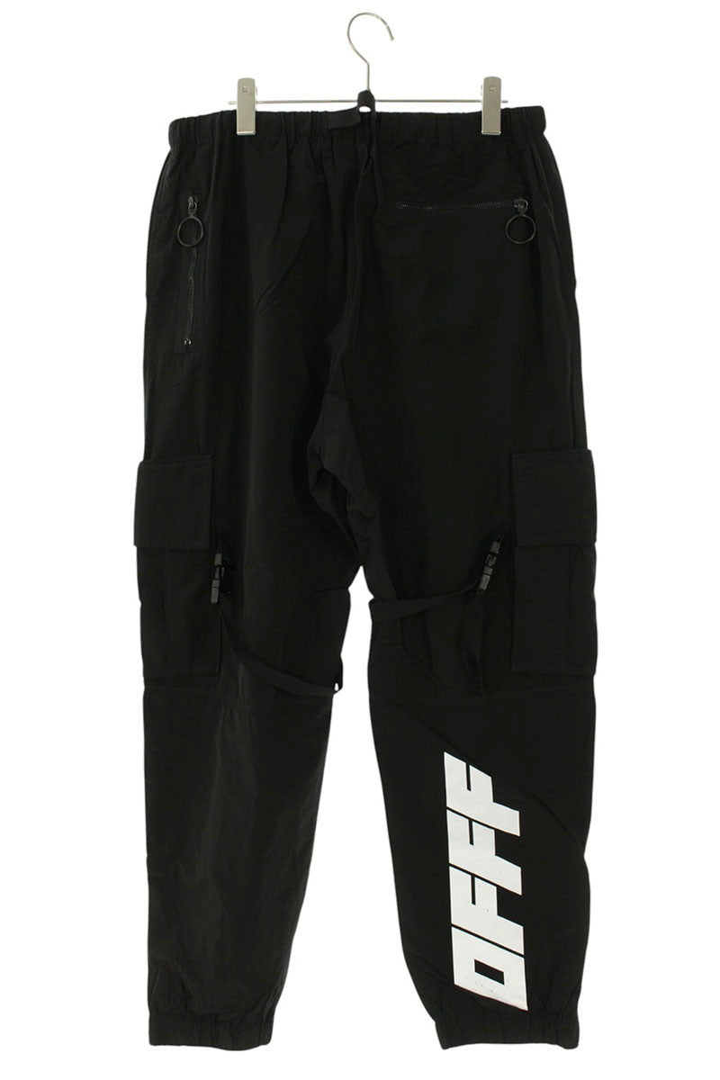 OFF-WHITE Hem Zip Nylon Blend Cargo Pants Black Size 34