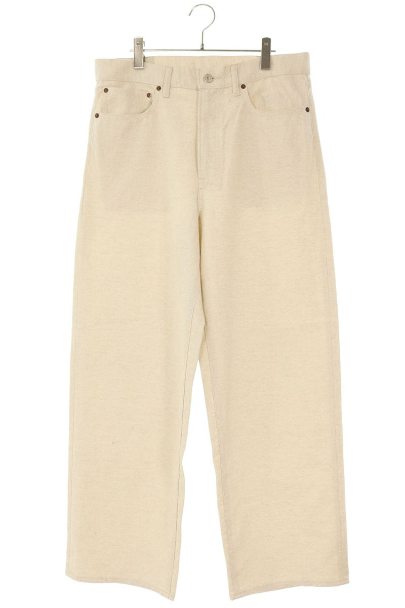 UNUSED Cotton Linen Glitter Wide Trousers Beige Size 34