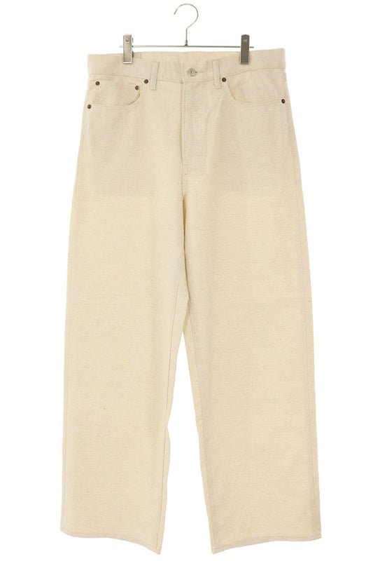 UNUSED Cotton Linen Glitter Wide Trousers Beige Size 34