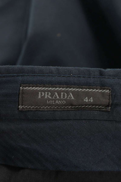 Prada Navy Tapered Stretch Cotton Trousers Size 32