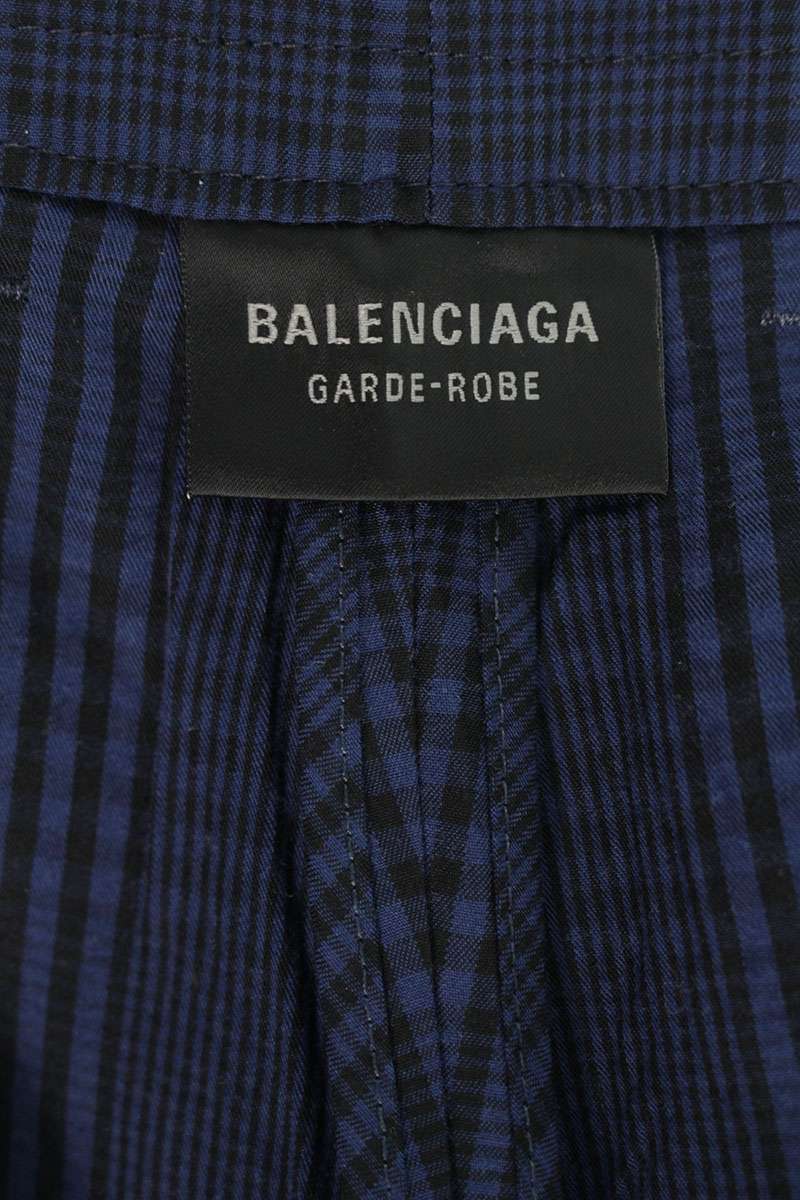 BALENCIAGA Navy Check Wide Pants Size 30
