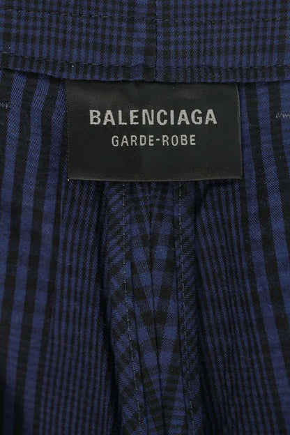 BALENCIAGA Navy Check Wide Pants Size 30