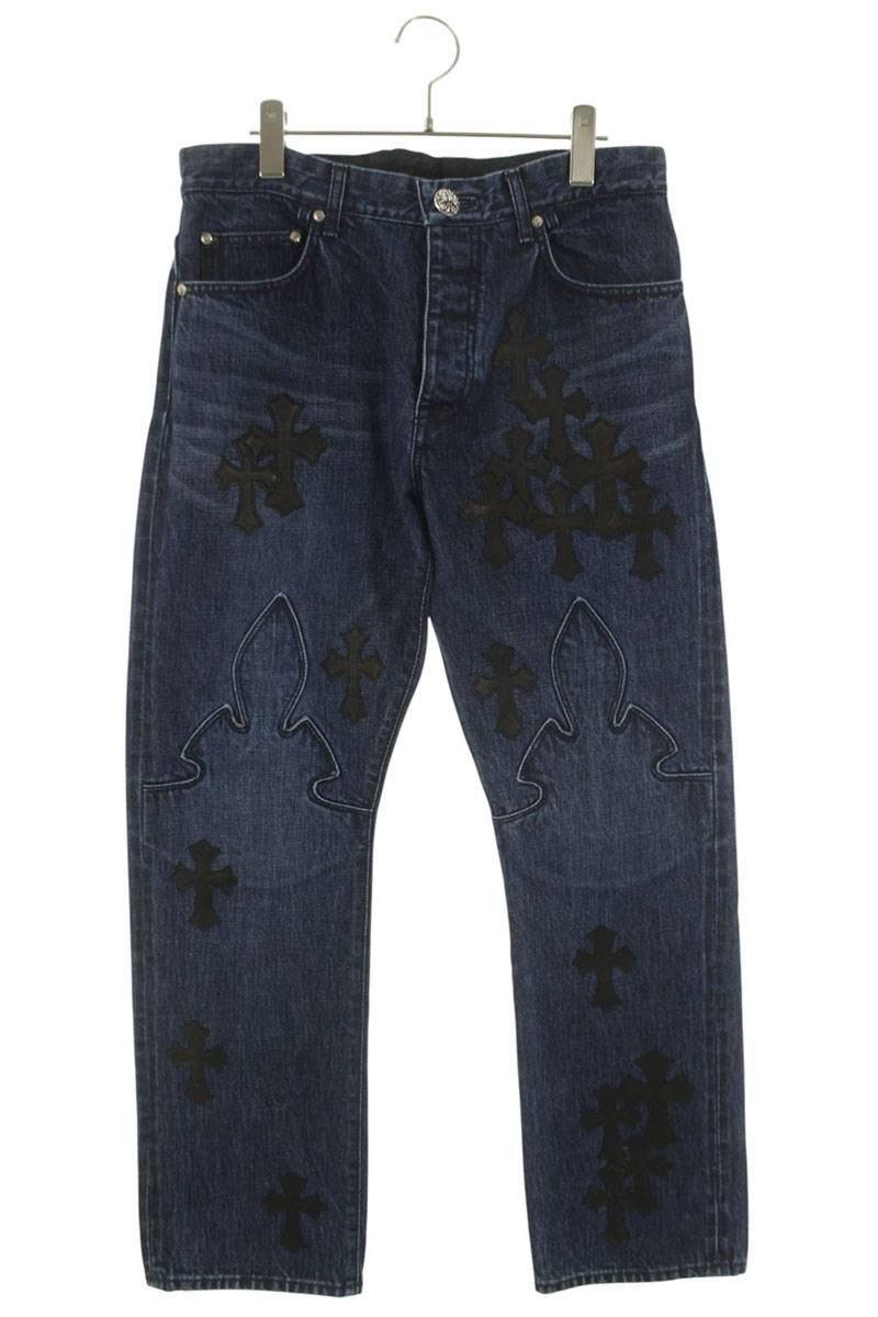 Chrome Hearts JEAN SL FLEURKNEE Cross Patch Denim Size 33