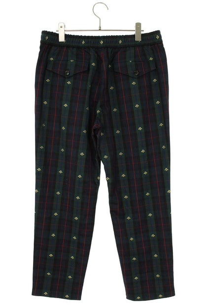 GUCCI Bee Embroidery Check Wool Slacks Green Size 33