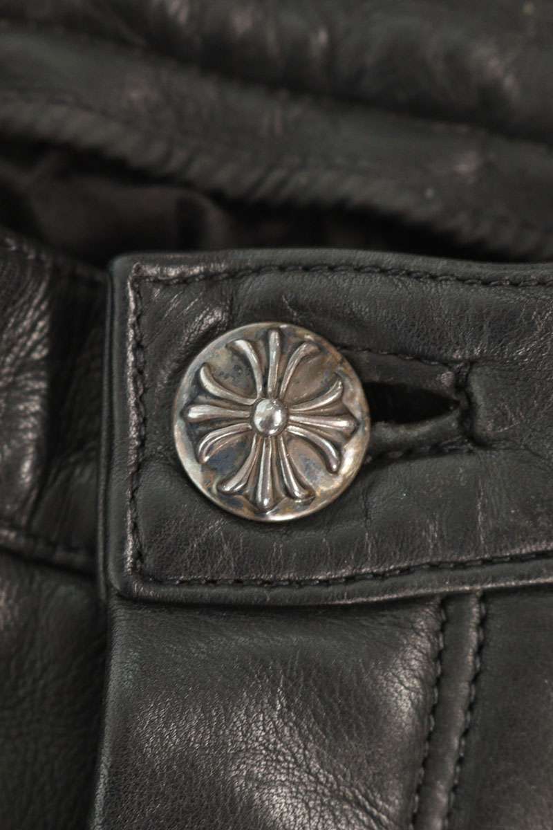 Chrome Hearts Crossball Button Flare Knee Leather Size 28