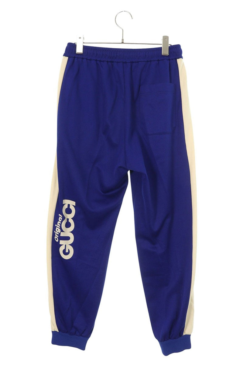 GUCCI Logo Print Track Pants Blue Beige Size 28