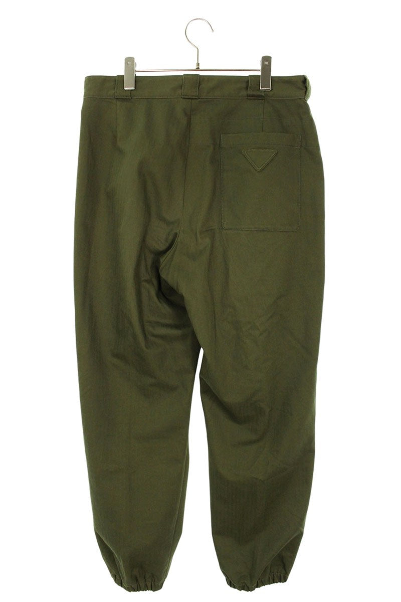 PRADA Triangle Logo Herringbone Pants Khaki Size 34