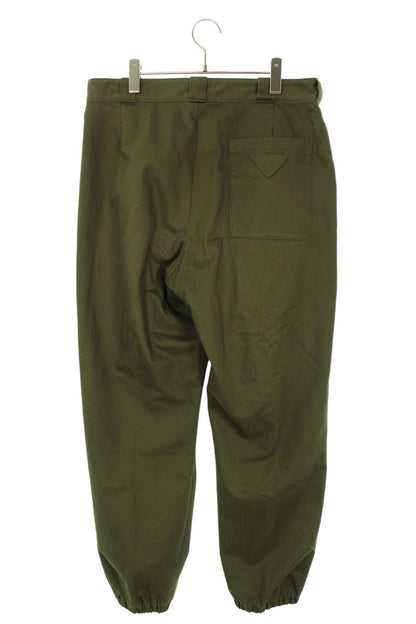 PRADA Triangle Logo Herringbone Pants Khaki Size 34