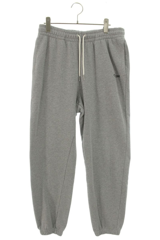 CELINE Logo Embroidered Cotton Sweatpants Gray Size 28