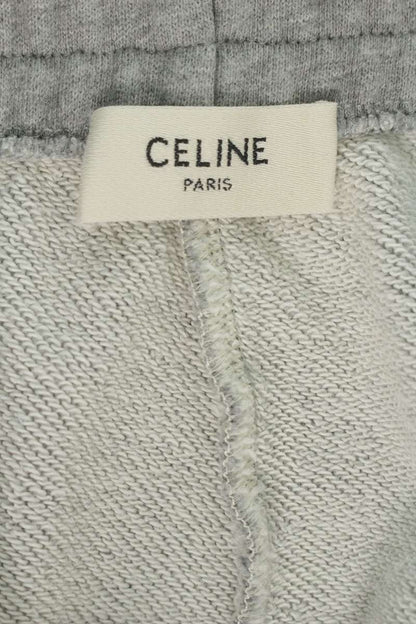 CELINE Logo Embroidered Cotton Sweatpants Gray Size 28
