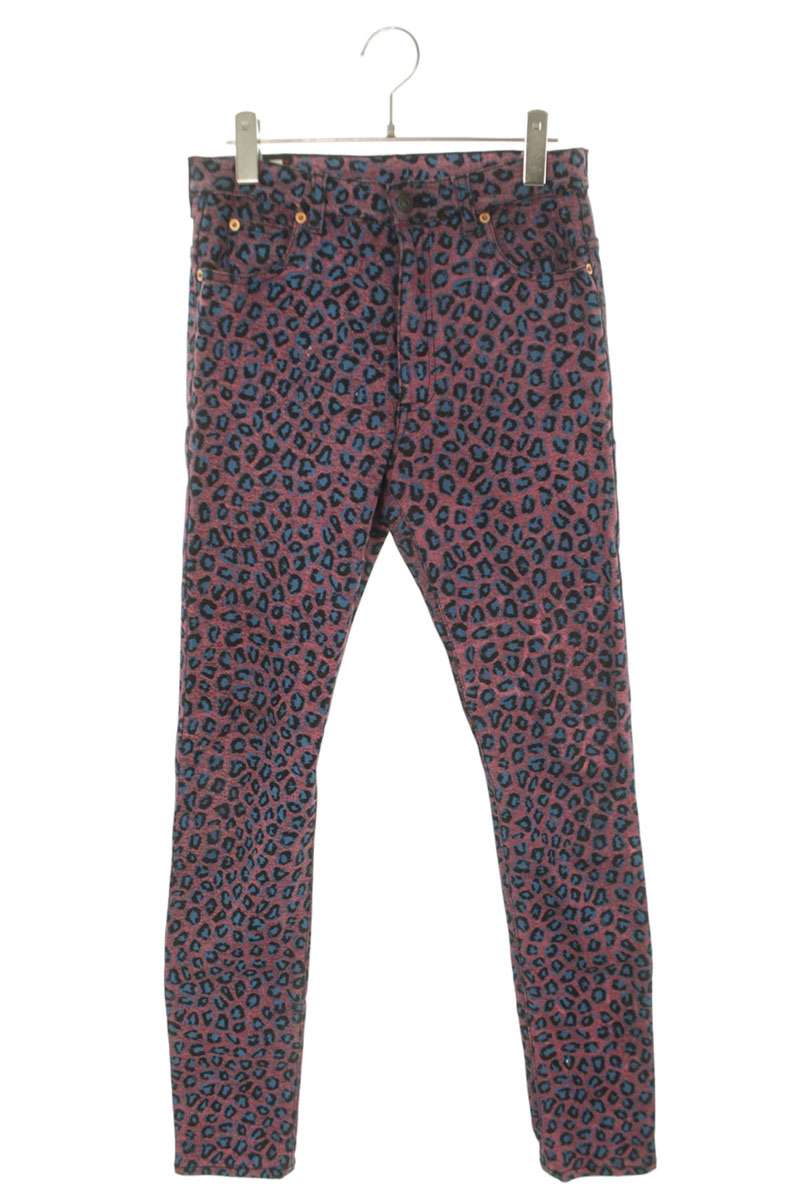 GUCCI Leopard Print Stretch Cotton Pants Multi Size 30