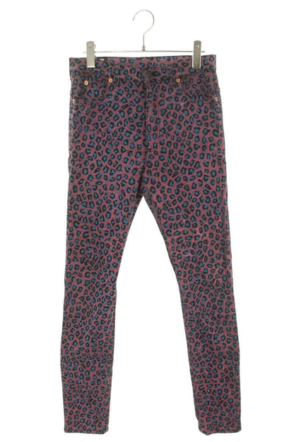 GUCCI Leopard Print Stretch Cotton Pants Multi Size 30