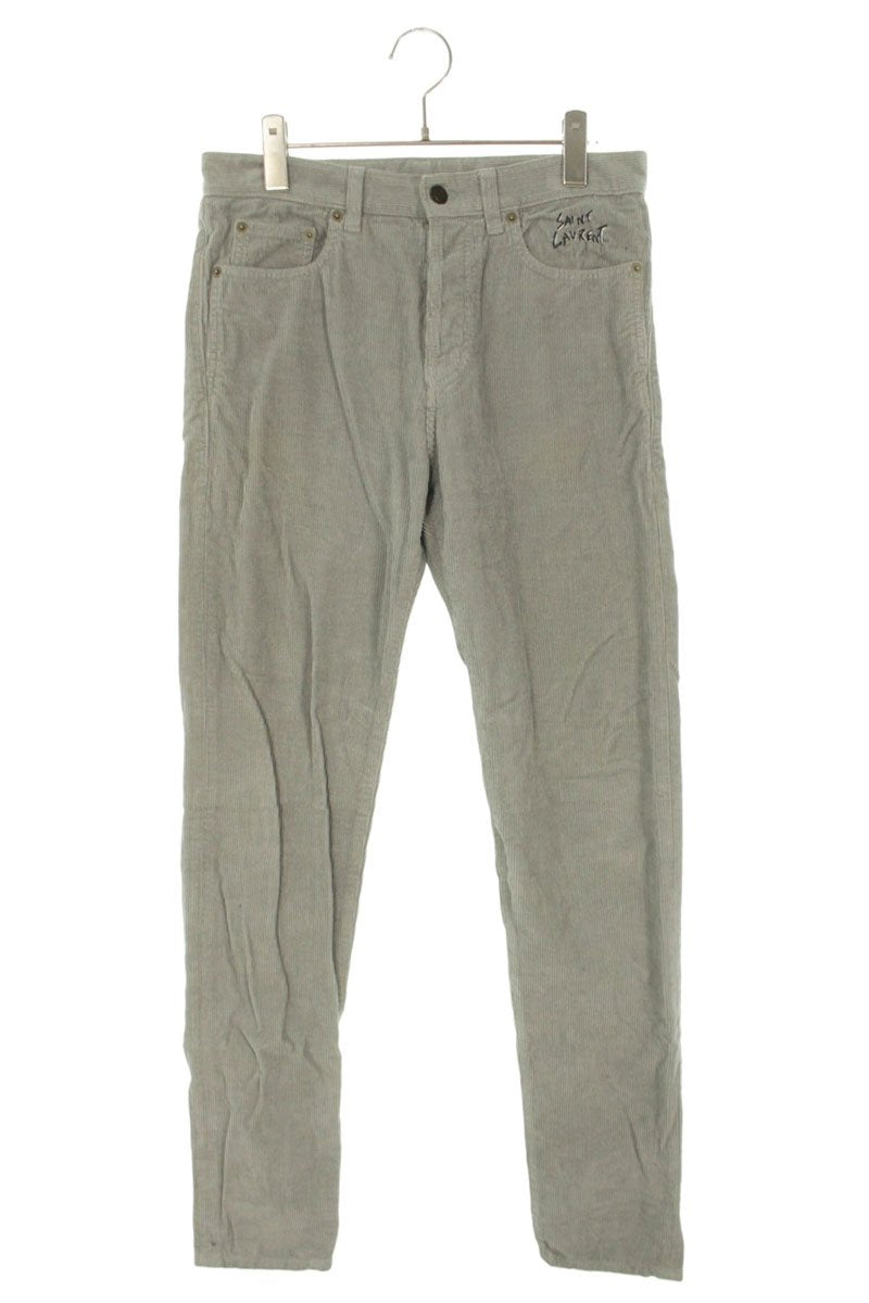 SAINT LAURENT PARIS Cotton Corduroy Pants Gray Size 28